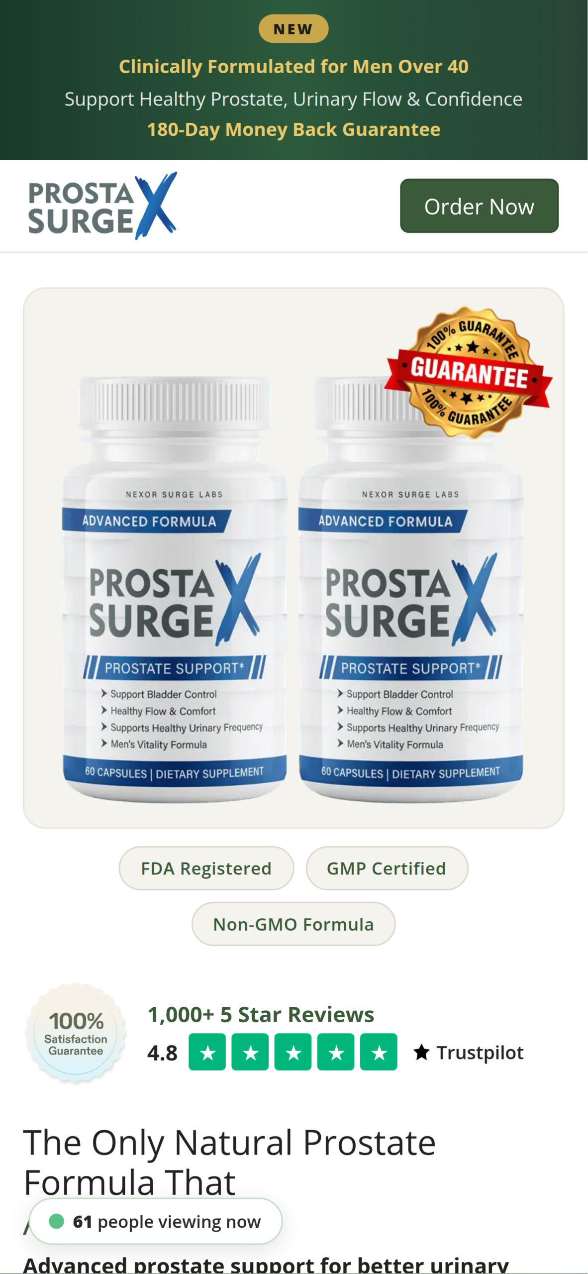 Prosta Surge X natural prostate supplement for men over 40